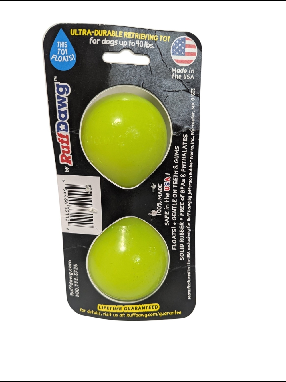 NWT Big Dawg Solid Rubber Fetch Toy - Neon Green - Picture 2 of 2